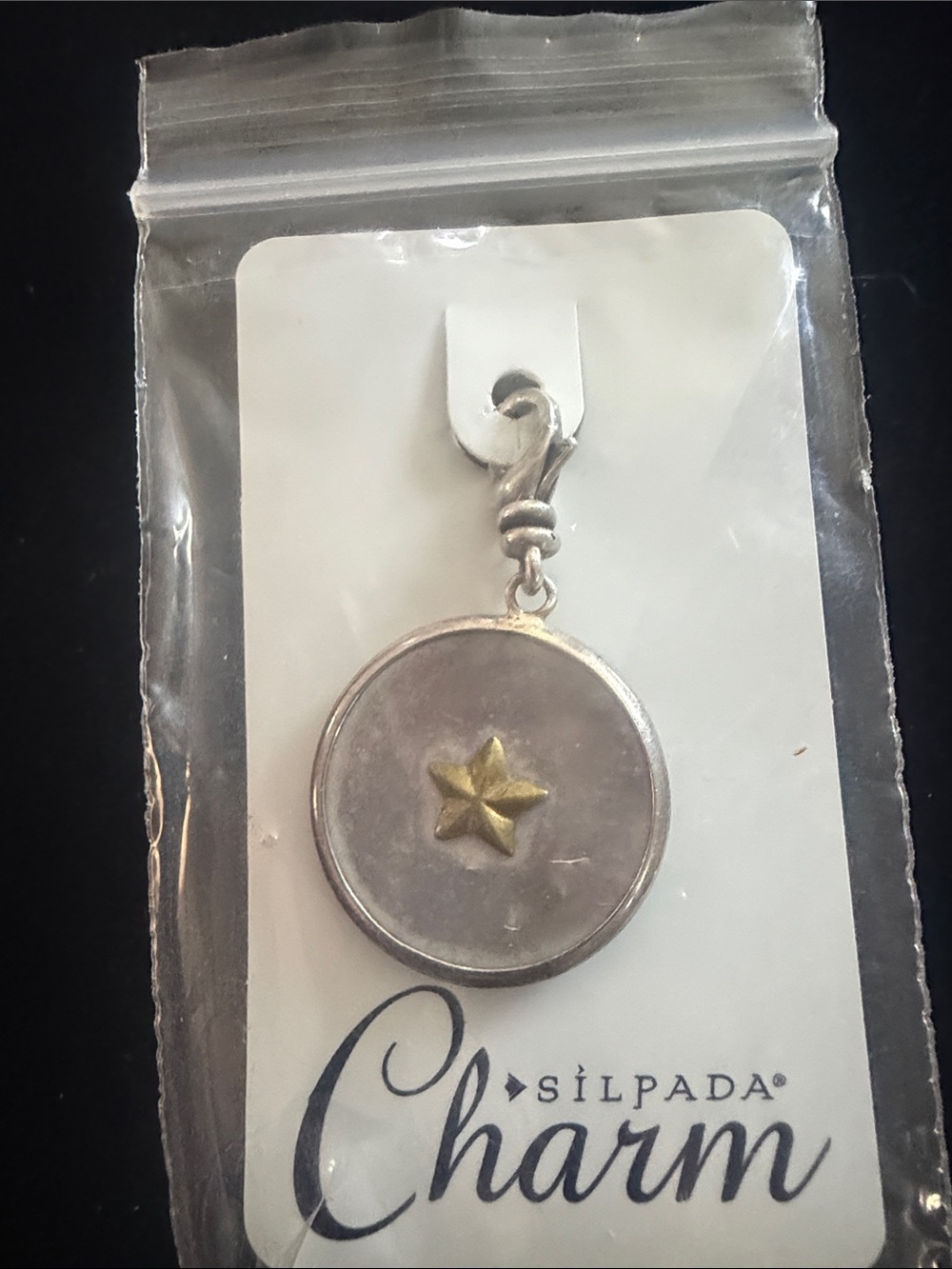 Silpada Silver, Abalone Shell and Gold Star Round Charm